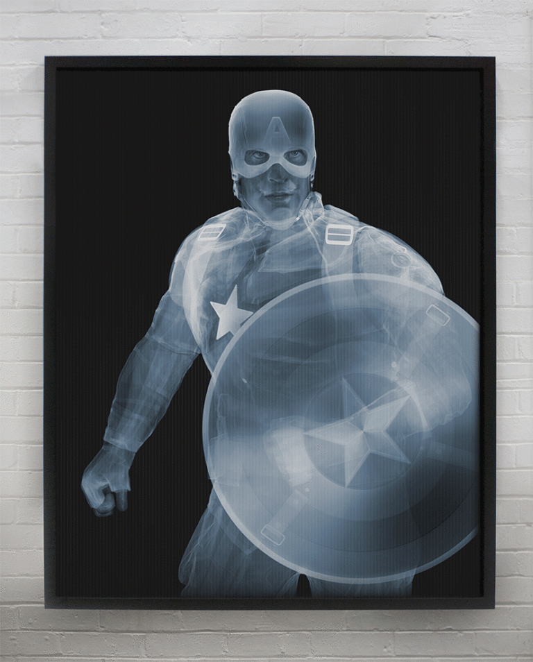Nick Veasey｜Captain America-Worthy｜2021｜101.6x127cm｜  Framed Lenticular digital printing on PETG plastic