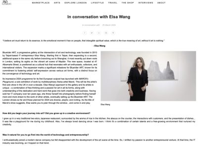 FLOLondon：In conversation with Elsa Wang